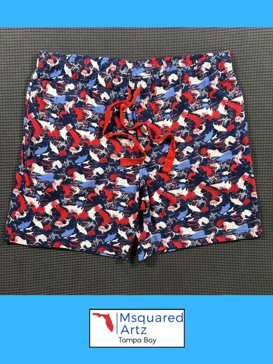 Guy Harvey Other - Guy Harvey Patriotic Fish Print Lounge Shorts Mens XL Red White Blue Drawstring